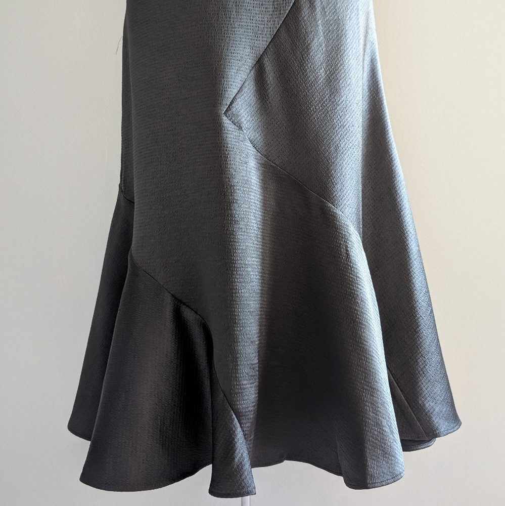 Club Monaco Bias Cut Sleeveless Satin Dress In Olive Green - Picture 10 of 16